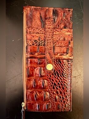 Brahmin Chestnut Croc-Embossed Long Card Holder